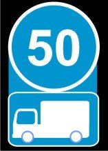 Minimum speed, goods vehicle combination sign